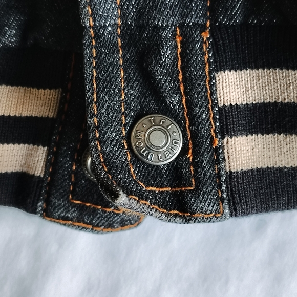 Tri Mountain Varsity Jacket Mens Large Bomber Denim Heavyweight Outdoors Snap - Picture 5 of 15